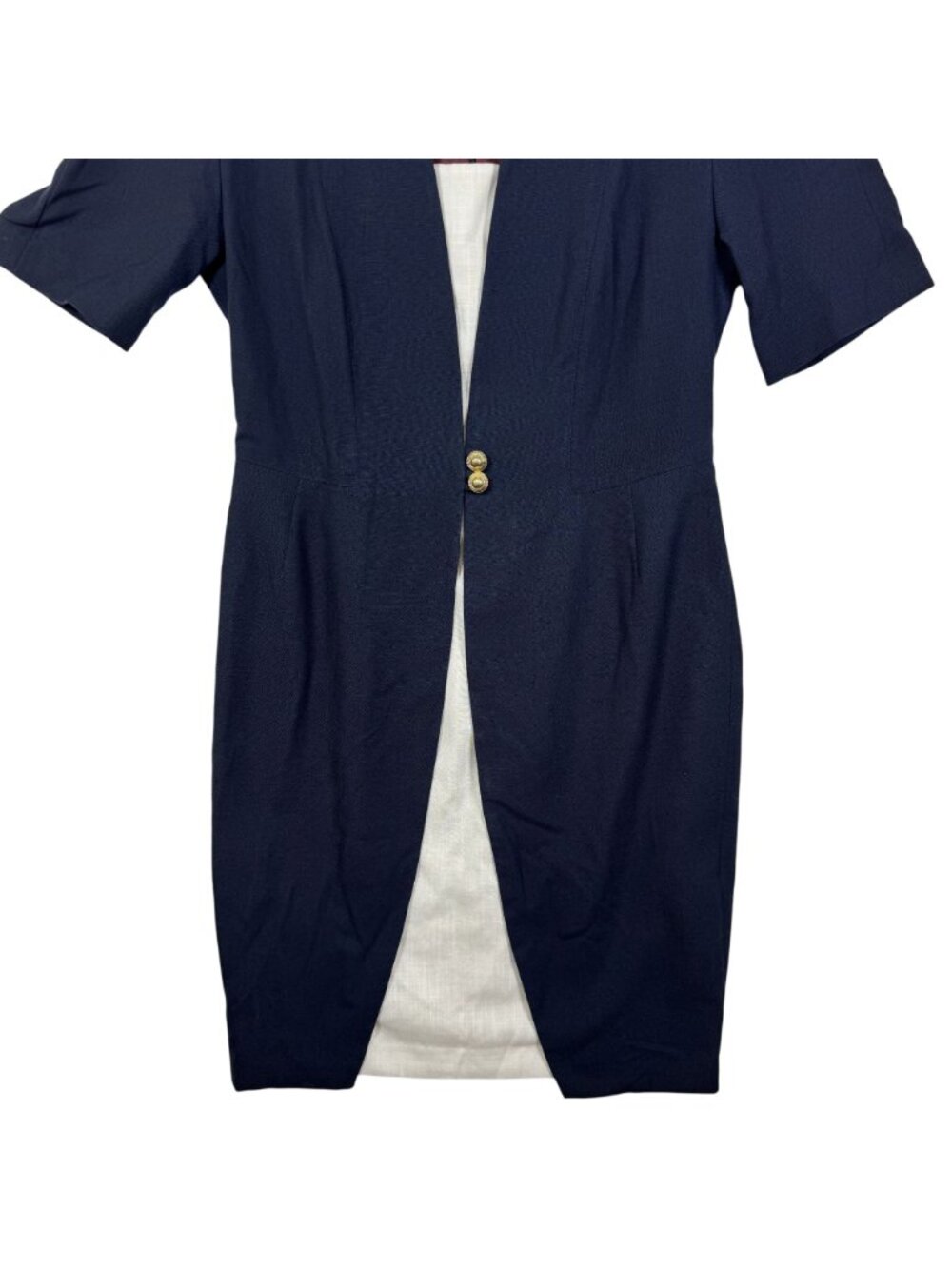 Howard Wolf Navy Blue Short-Sleeve Dress Fully Lined Made In USA Size 8 - Picture 6 of 12